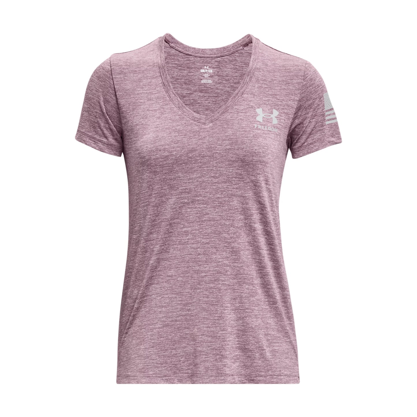 UNDER ARMOUR WOMENS TECH FREEDOM SHORT SLEEVE V-NECK MISTY PURPLE